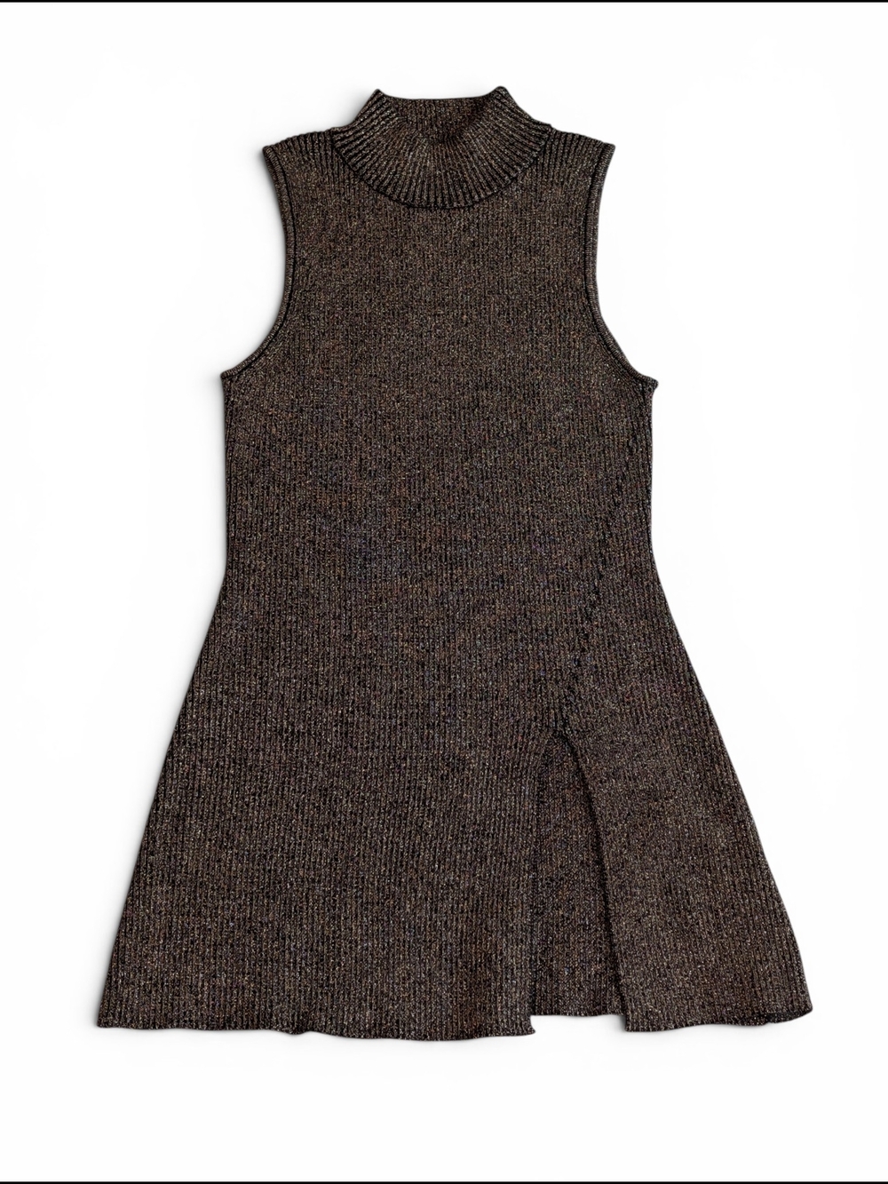 House of Harlow 1960 Knit Sleeveless Turtleneck Dress - Brown